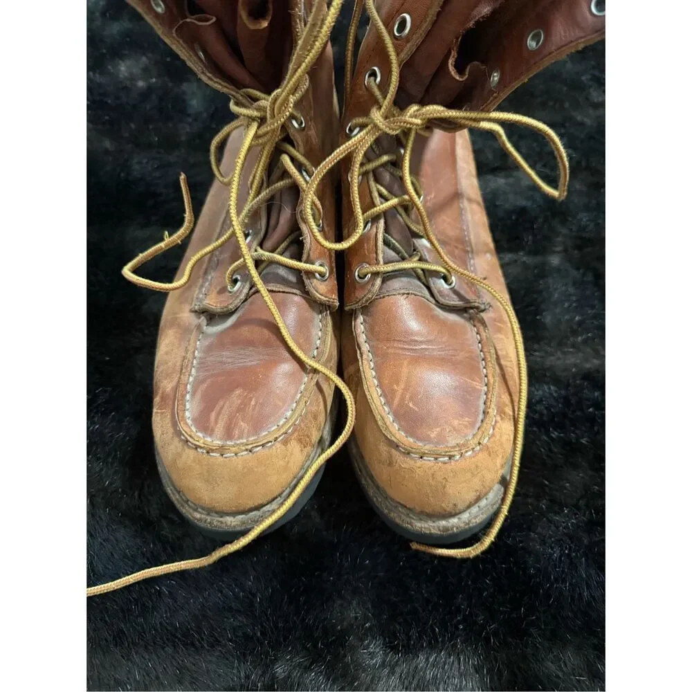Vintage Work Boots Brown Leather Eddie Bauer Boots 9